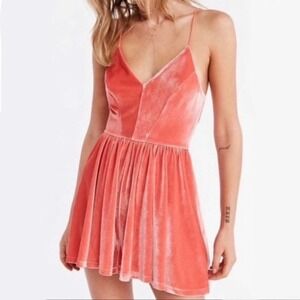 Urban Outfitters Silence + Noise Orange Velvet Romper Size Small